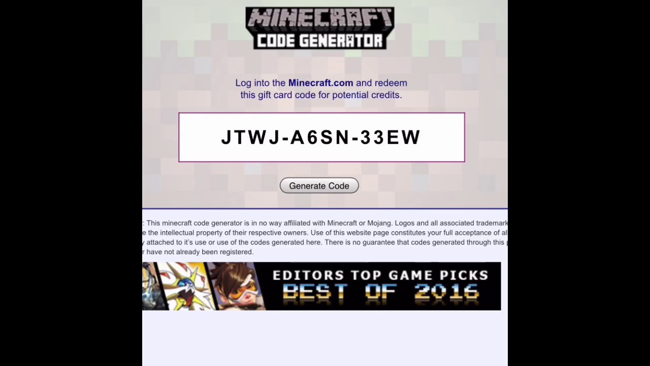 Minecraft gift code generator download